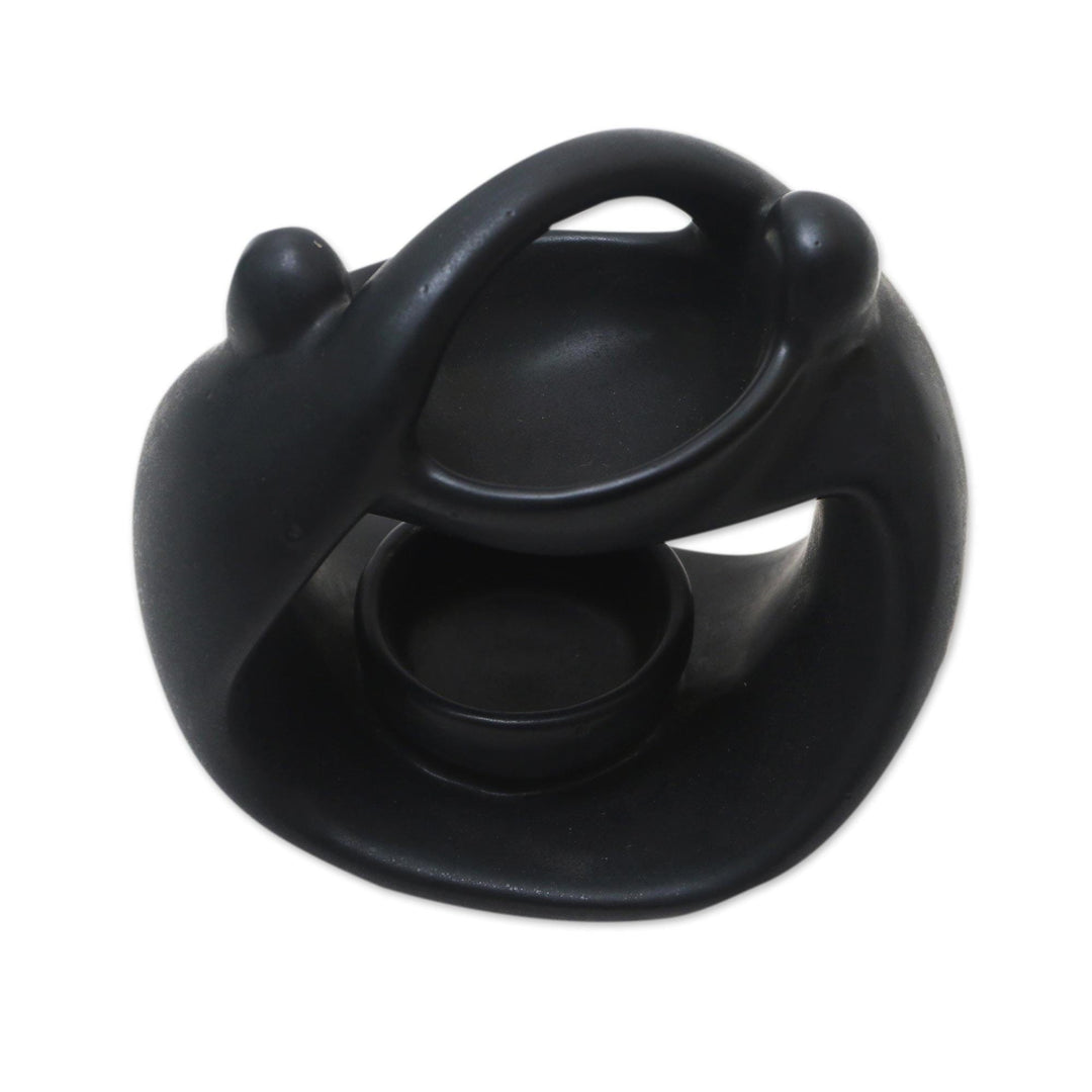 Black Ceramic Oil Warmer from Bali - Light in the Dark