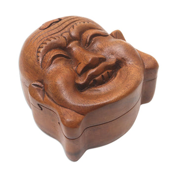 Hand Made Suar Wood Puzzle Box - Laughing Buddha