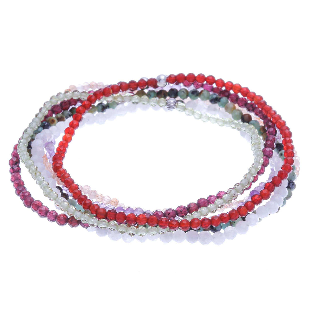 Thai Gemstone Beaded Stretch Bracelets (Set of 7) - Lucky Week