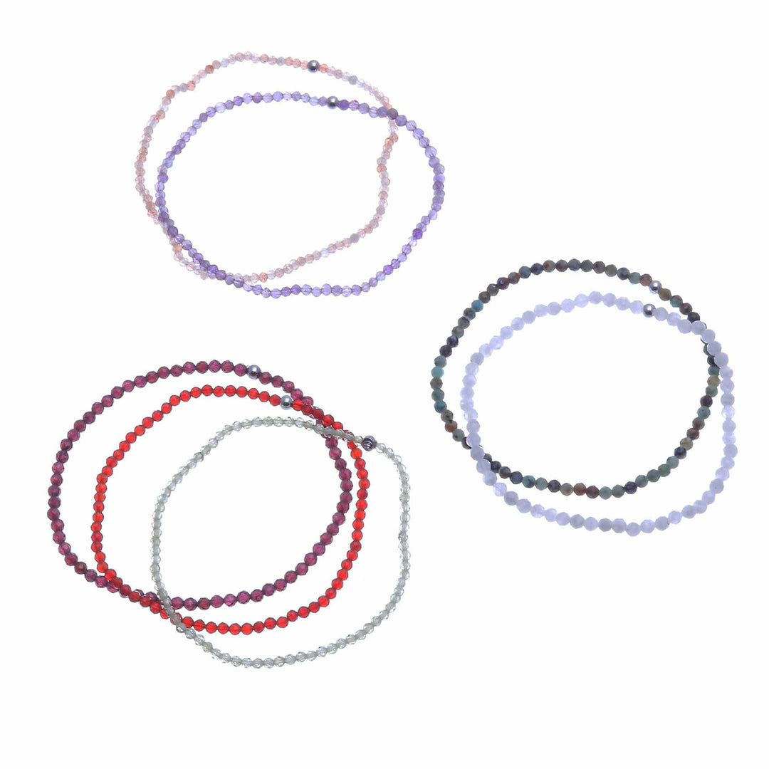 Thai Gemstone Beaded Stretch Bracelets (Set of 7) - Lucky Week