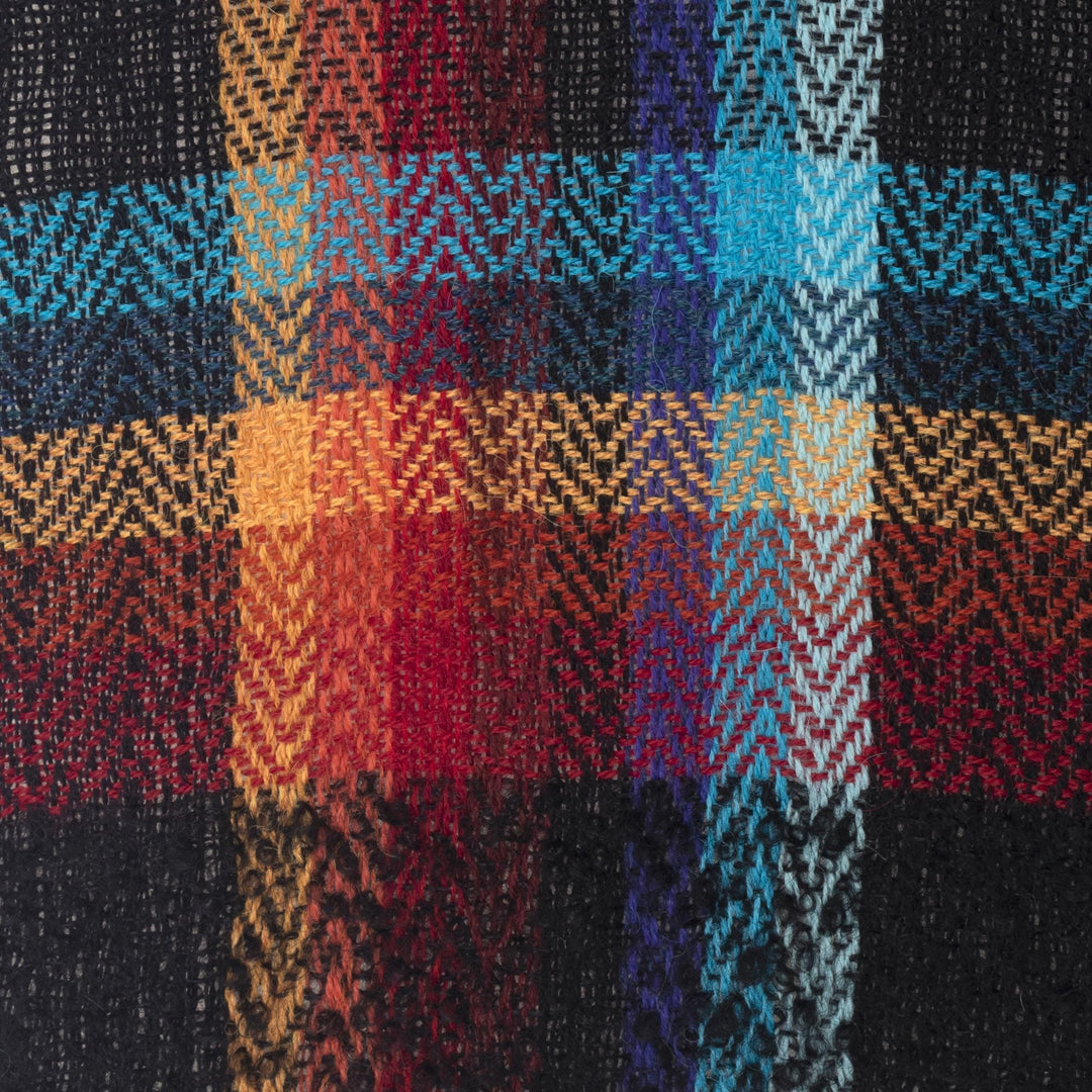 Dark Multicolor 100% Alpaca Scarf Hand Made in Peru - Peruvian Plaid