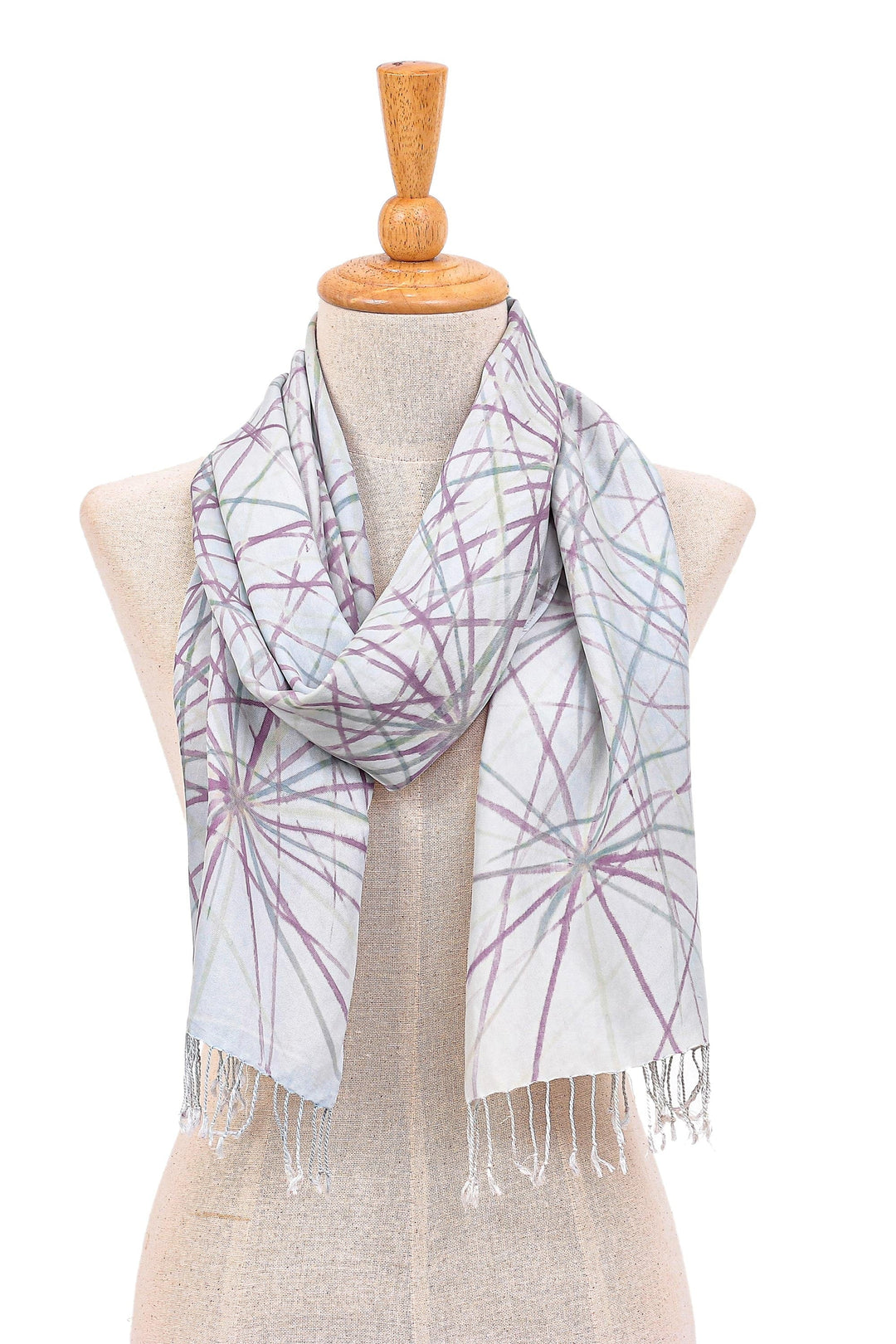 Hand-Crafted Thai Silk Scarf - Firework Festival in Blue