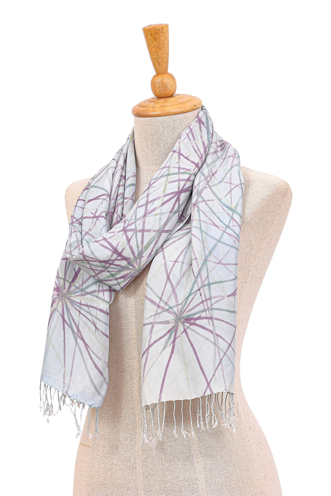 Hand-Crafted Thai Silk Scarf - Firework Festival in Blue