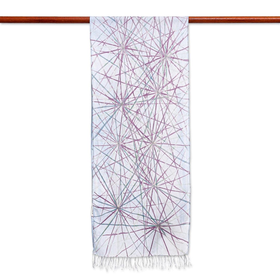 Hand-Crafted Thai Silk Scarf - Firework Festival in Blue