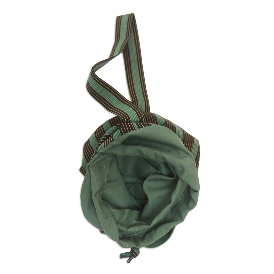 Ikat Cotton Yoga Mat Carrier with Lurik Accent - Striped Mandala