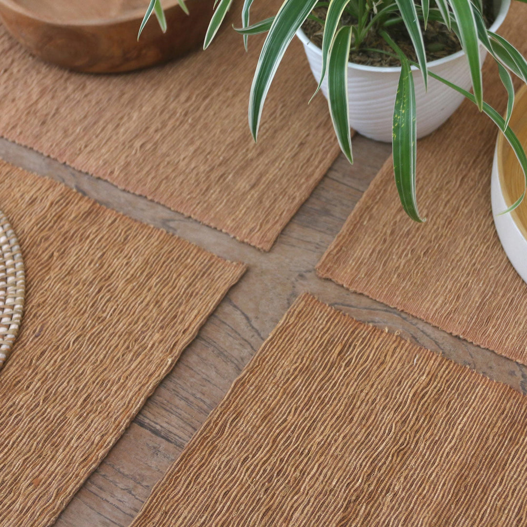 Woven Cotton and Natural Fiber Placemats (Set of 4) - Gingerbread