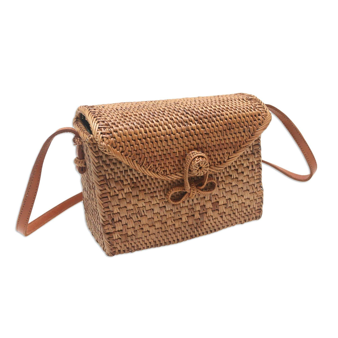 Hand-Woven Bamboo Sling Bag with Batik Lining - Here to Stay