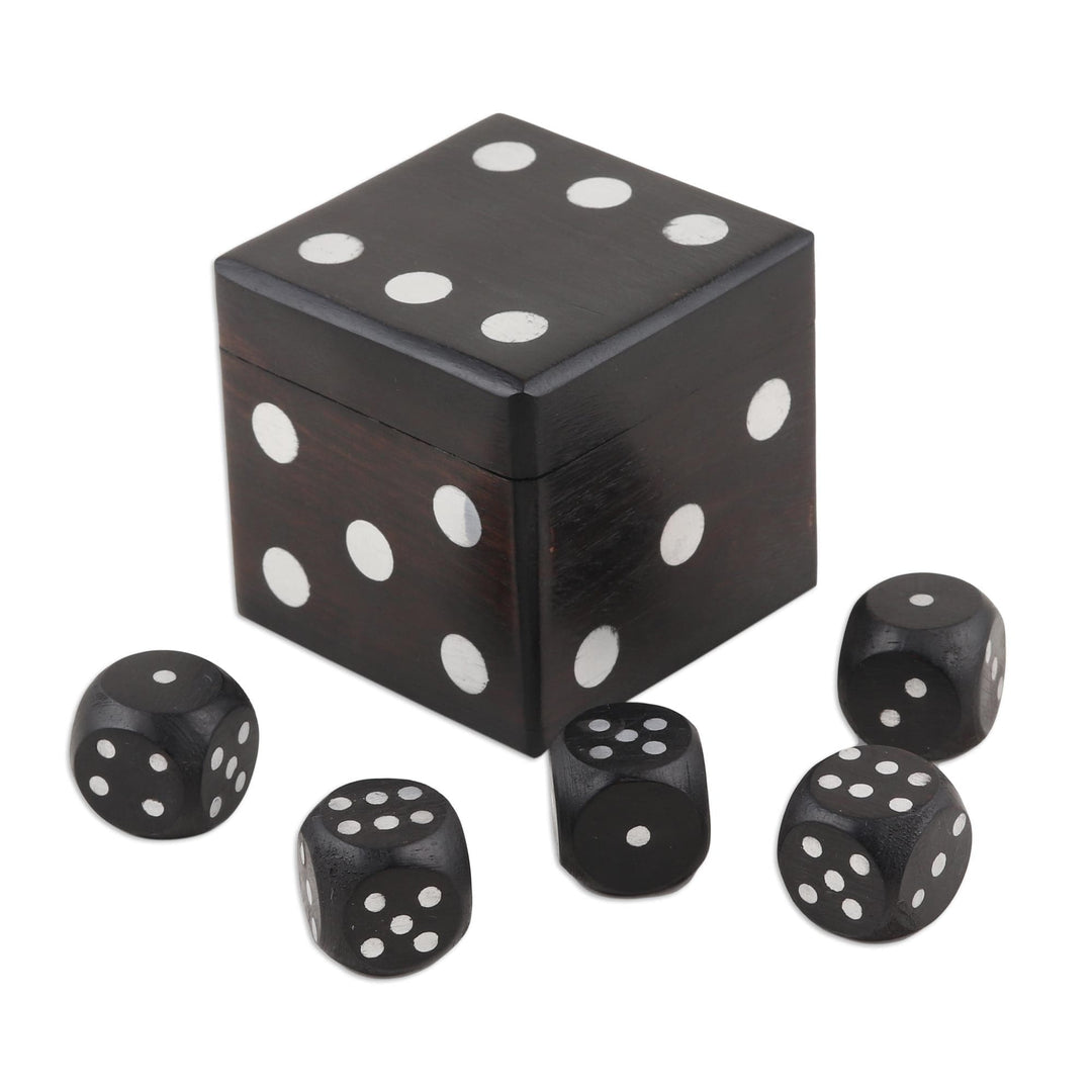 Five-Piece Acacia Wood Dice Set - Game of Fate