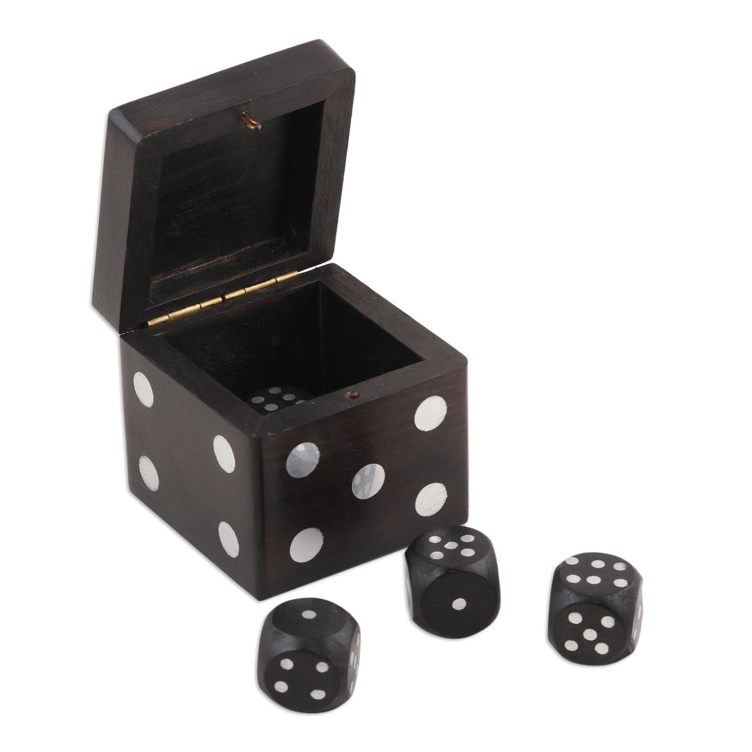 Five-Piece Acacia Wood Dice Set - Game of Fate