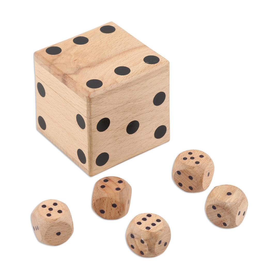 Five-Piece Wood Dice Set from India - Game of Luck