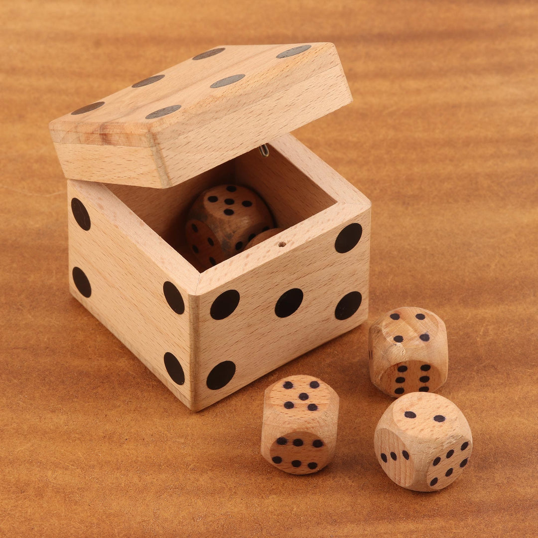 Five-Piece Wood Dice Set from India - Game of Luck