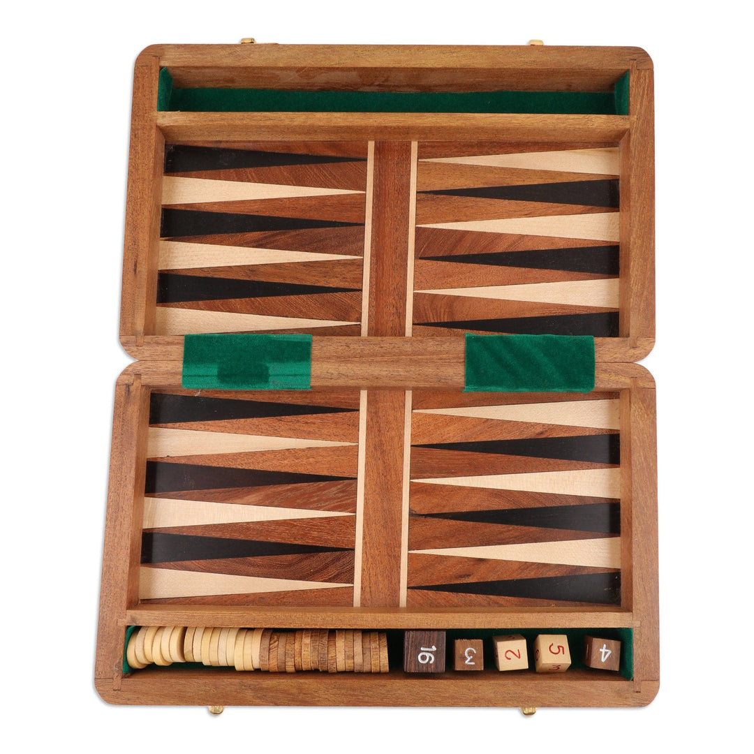 Handcrafted Acacia Wood Backgammon Set from India - Ancient Fun