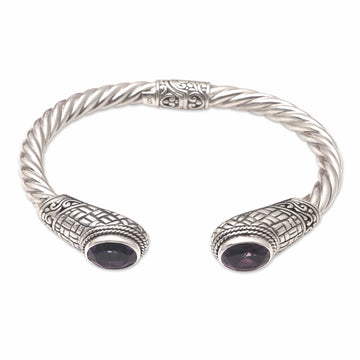 Handcrafted Sterling Silver Amethyst Cuff Bracelet - Trust Your Love