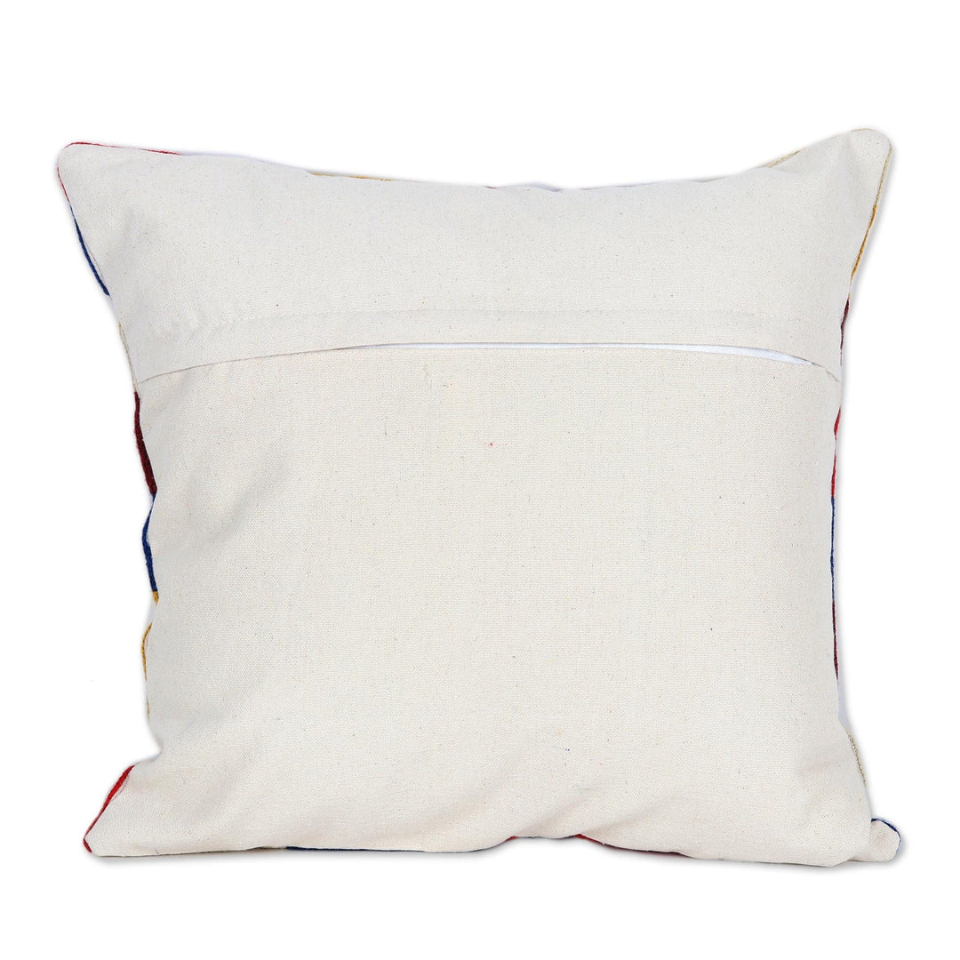 Embroidered Cotton Cushion Covers from India (Pair) - Colorful Count Down