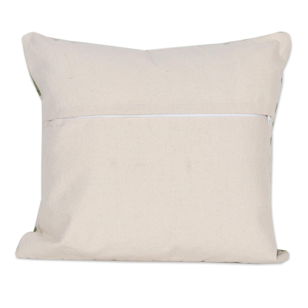 Chain-Stitched Cotton Cushion Covers (Pair) - Maze Haze