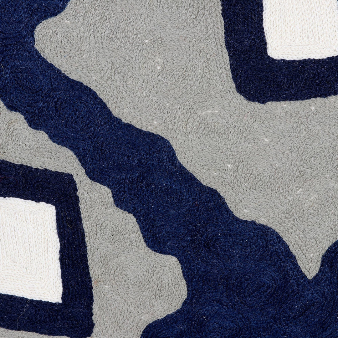 Cotton Cushion Covers with Chain Stitch Embroidery (Pair) - Modern World