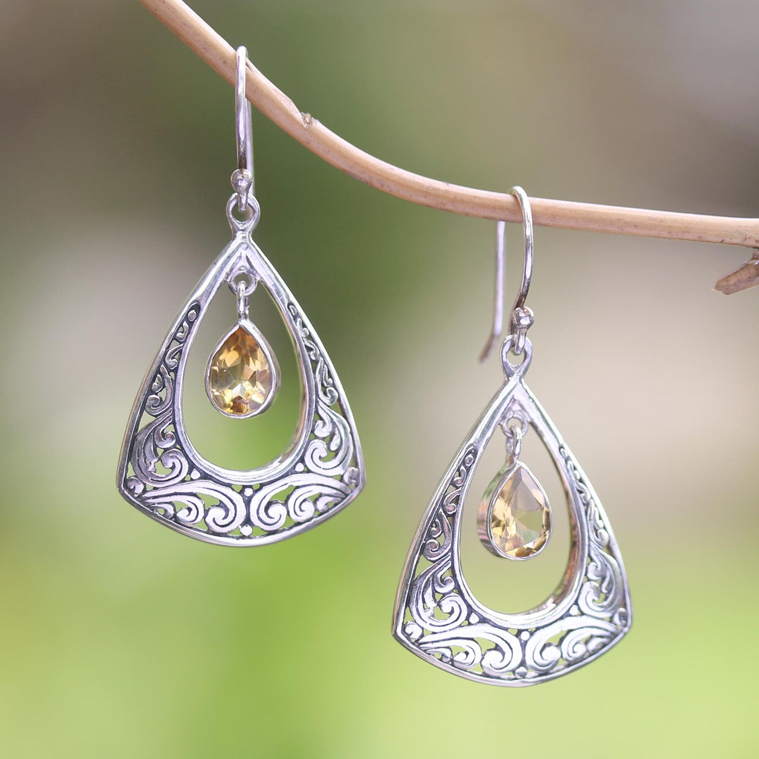 Citrine and Sterling Silver Dangle Earrings - Lovely Temple