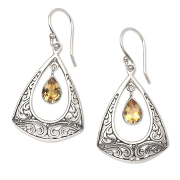 Citrine and Sterling Silver Dangle Earrings - Lovely Temple