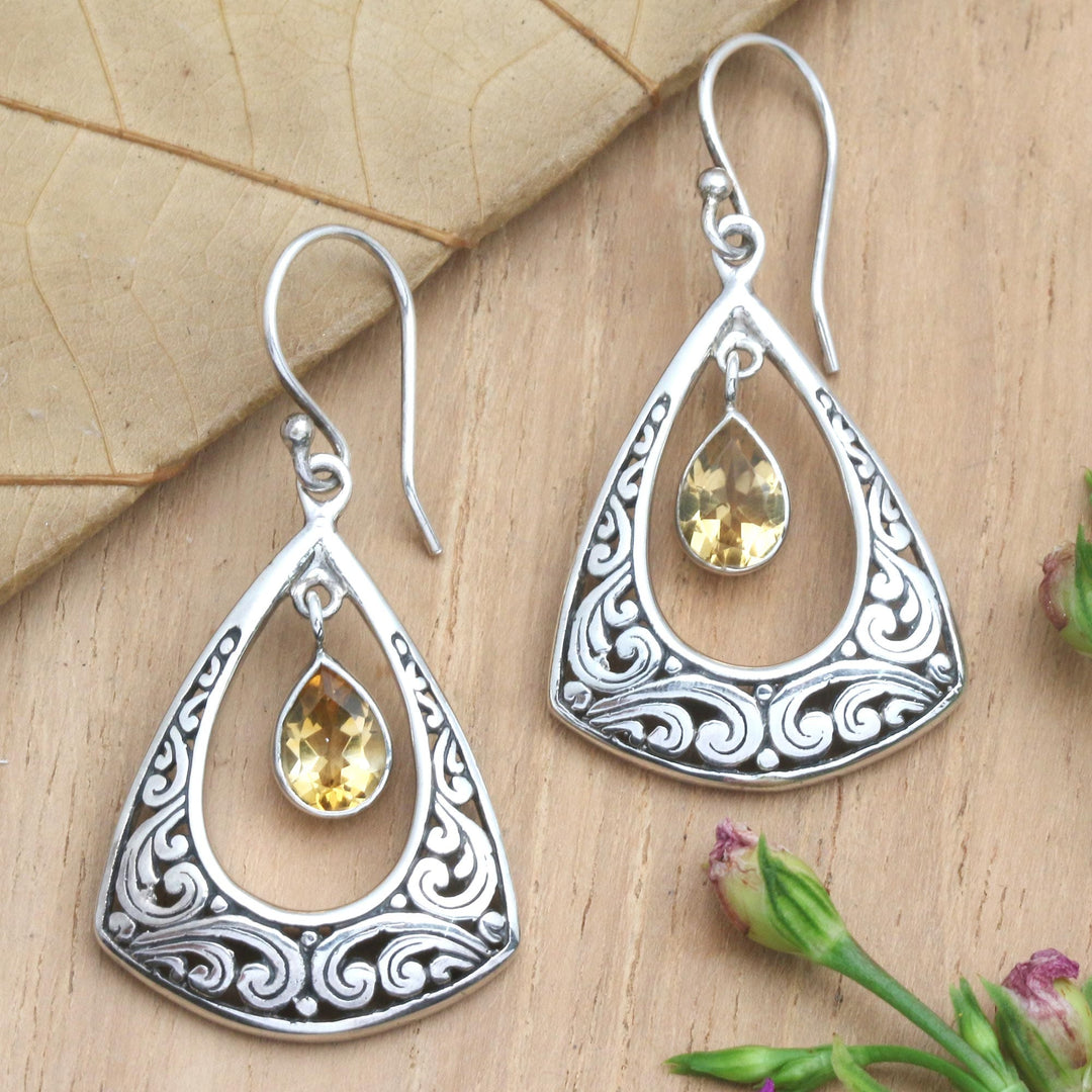Citrine and Sterling Silver Dangle Earrings - Lovely Temple