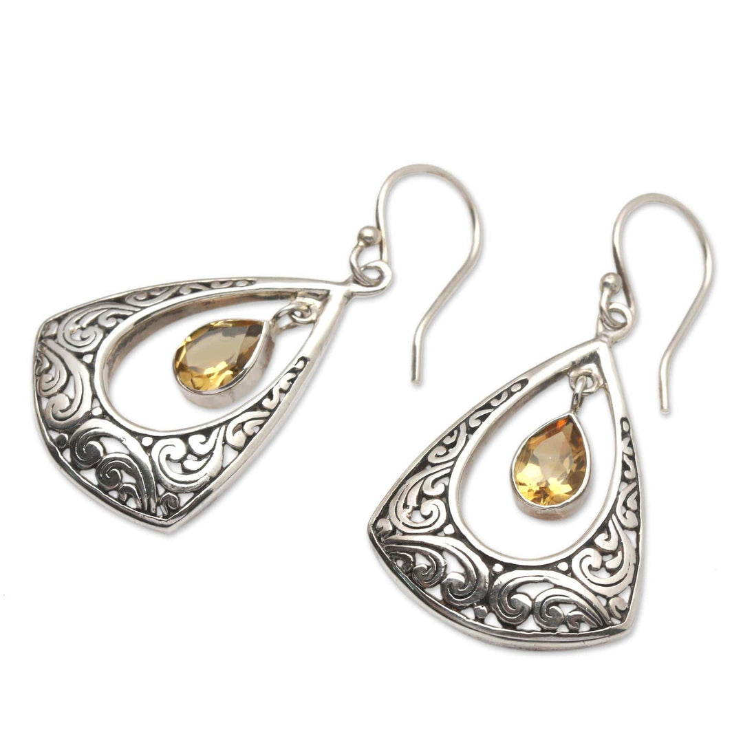Citrine and Sterling Silver Dangle Earrings - Lovely Temple