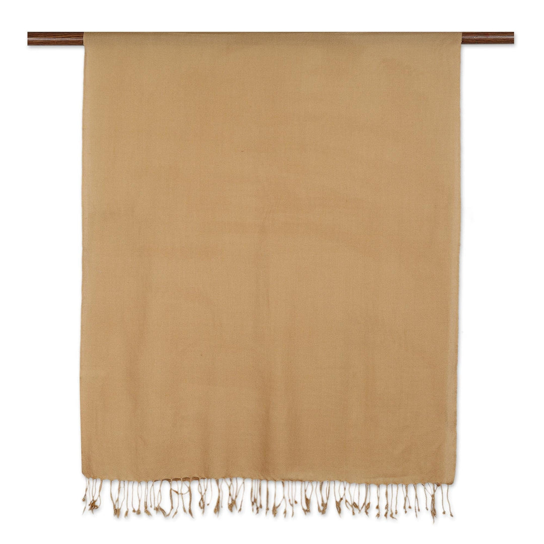 Hand-Woven Ochre Wool Shawl - Winter Warmth in Ochre