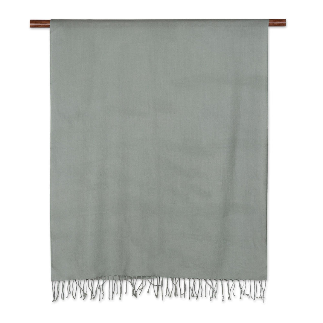 Hand-Woven Light Green Wool Shawl - Winter Warmth in Jade