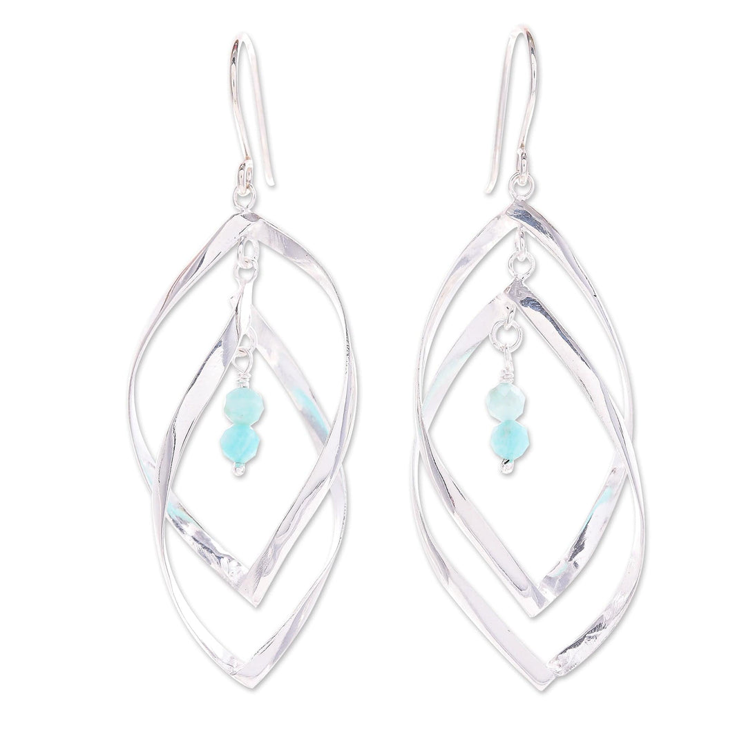 Sterling Silver and Amazonite Dangle Earrings - Space Cadet