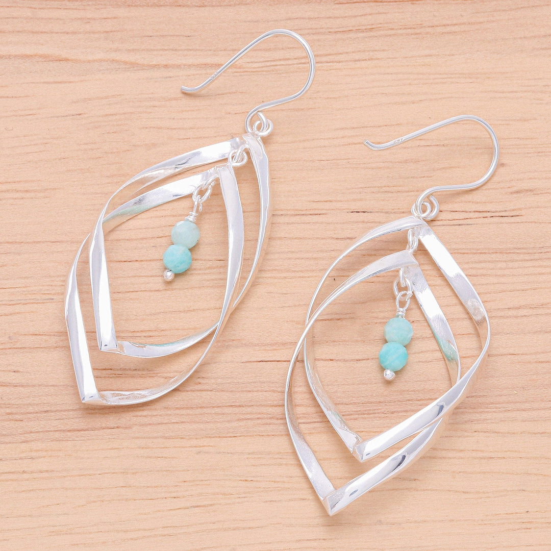 Sterling Silver and Amazonite Dangle Earrings - Space Cadet