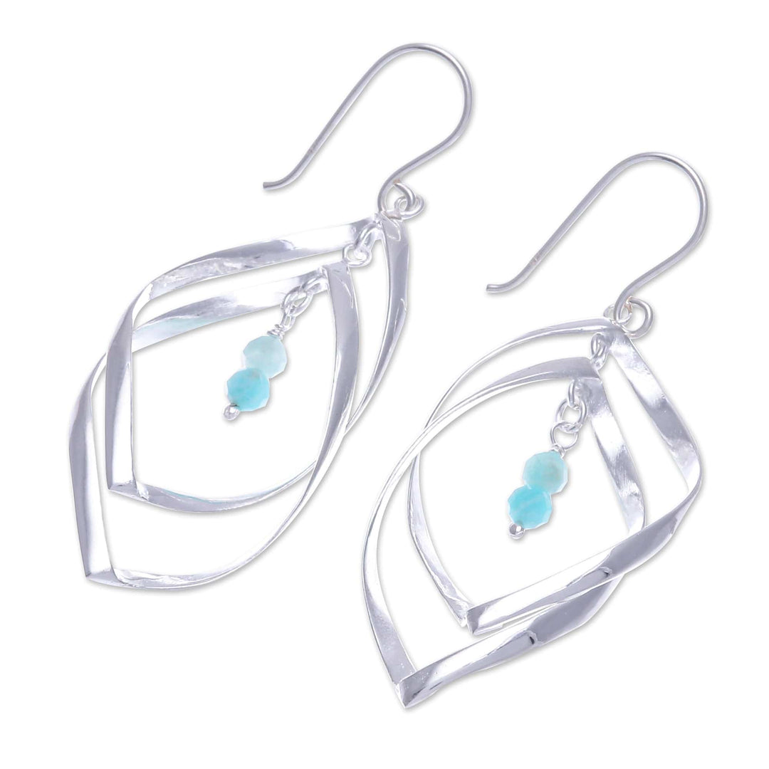 Sterling Silver and Amazonite Dangle Earrings - Space Cadet