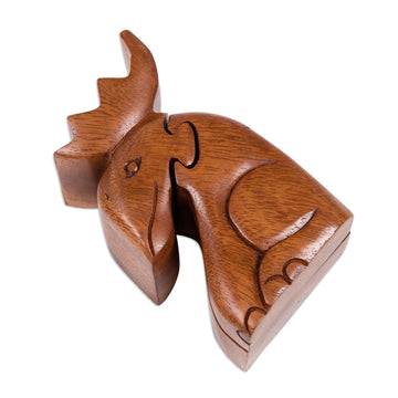 Decorative Wood Puzzle Box with Moose Motif - Lead the Charge