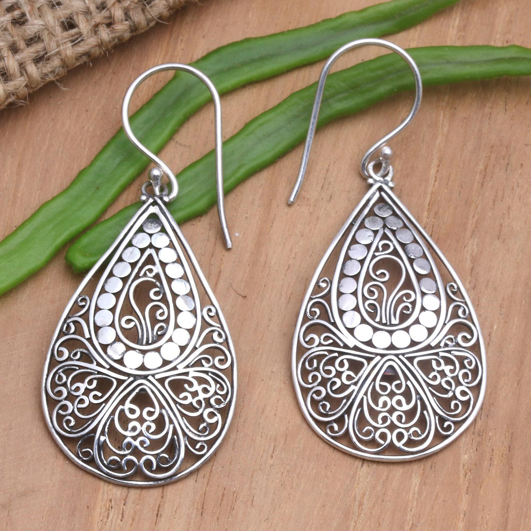 Hand Crafted Sterling Silver Dangle Earrings - Gossamer Swirl