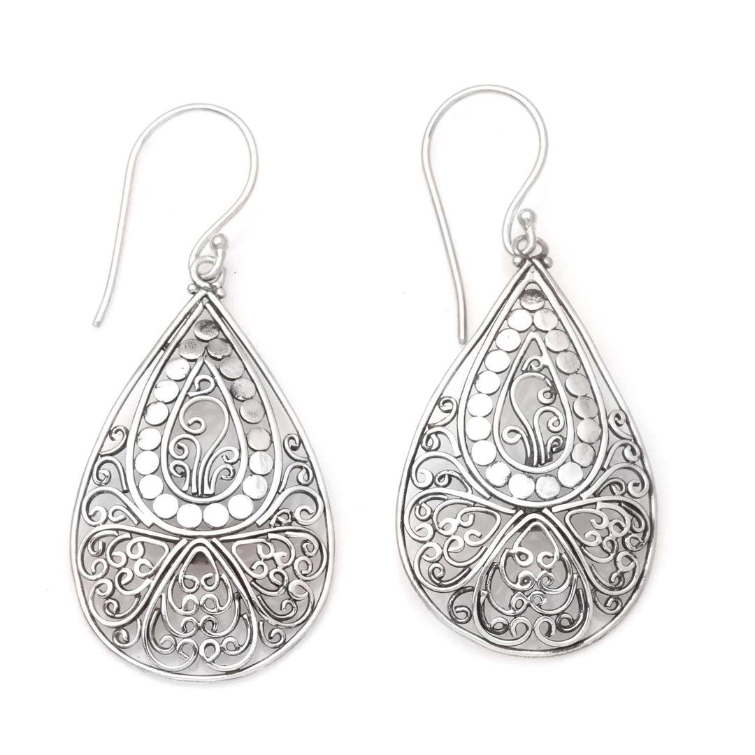Hand Crafted Sterling Silver Dangle Earrings - Gossamer Swirl