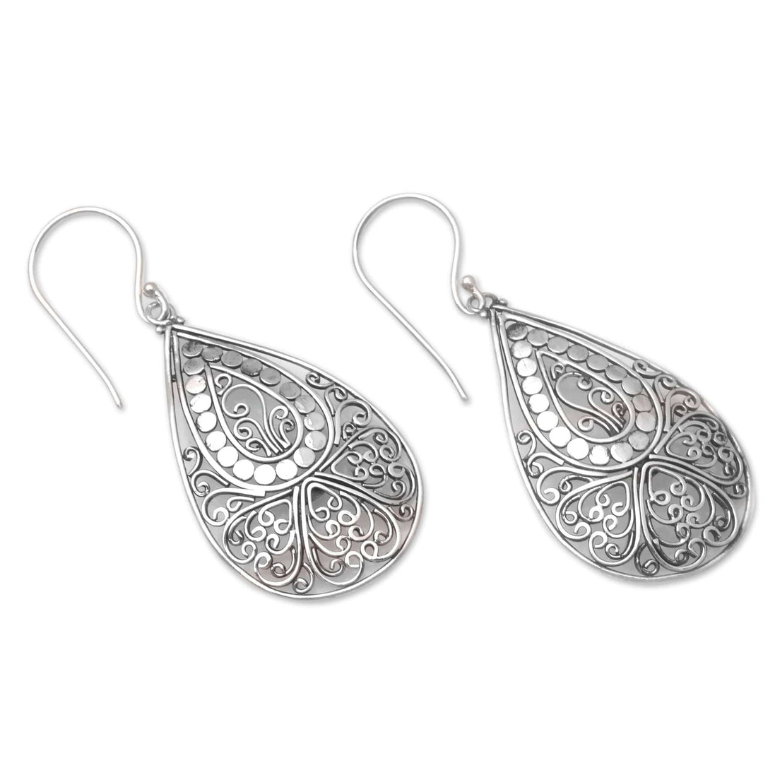 Hand Crafted Sterling Silver Dangle Earrings - Gossamer Swirl