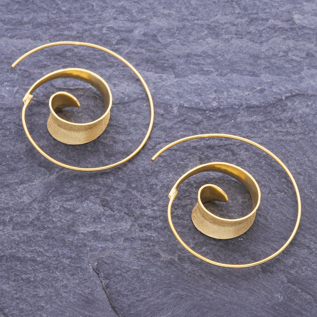 Artisan Crafted Gold-Plated Drop Earrings - Luxe Spiral