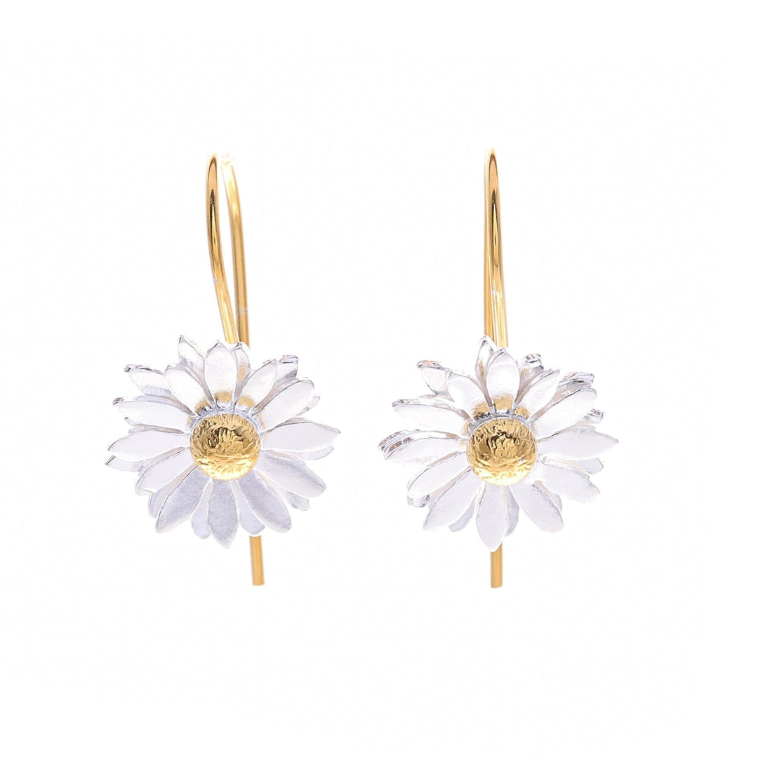Gold-Accented Drop Earrings with Floral Motif - Midsummer Daisy