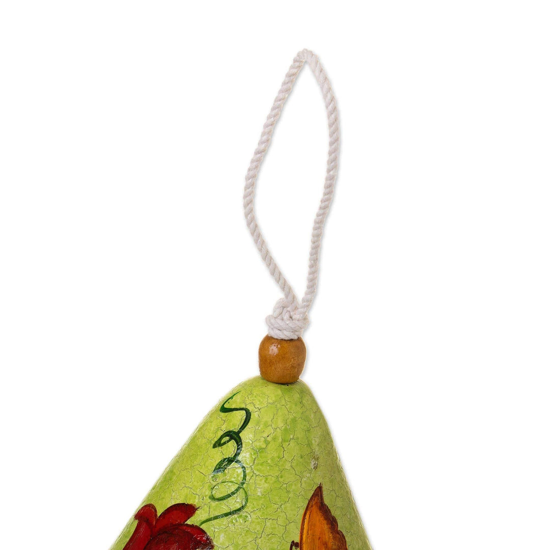 Spring Green Hand Painted Dried Gourd Birdhouse from Peru - Spring Green Condo