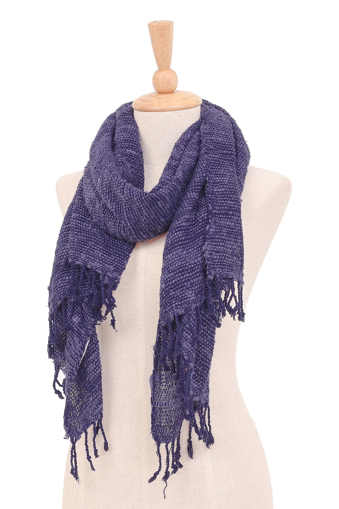 Hand-Woven Bark Silk Scarf from Thailand - Winter Begins