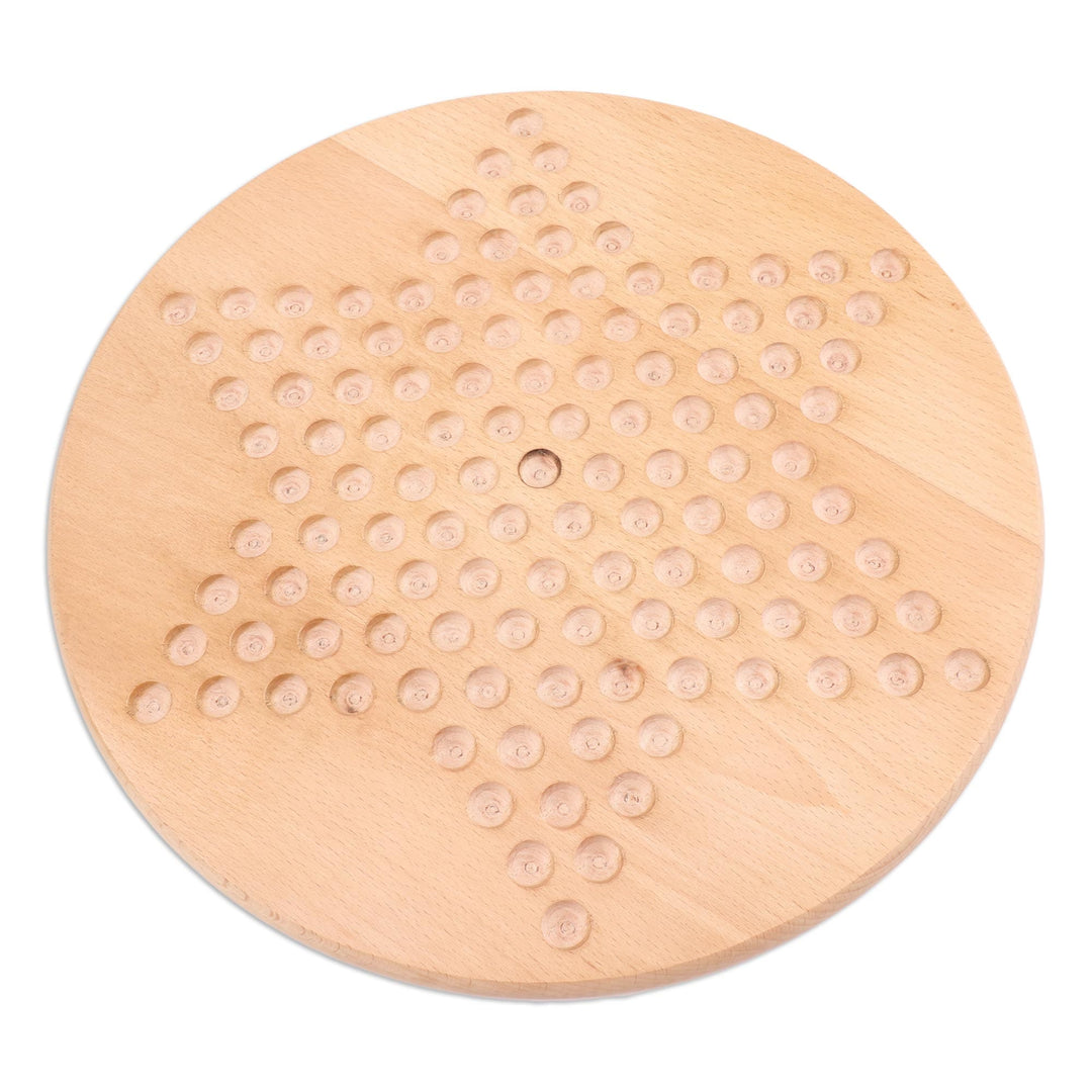 Wood and Glass Marble Chinese Checkers Game - Last Chance