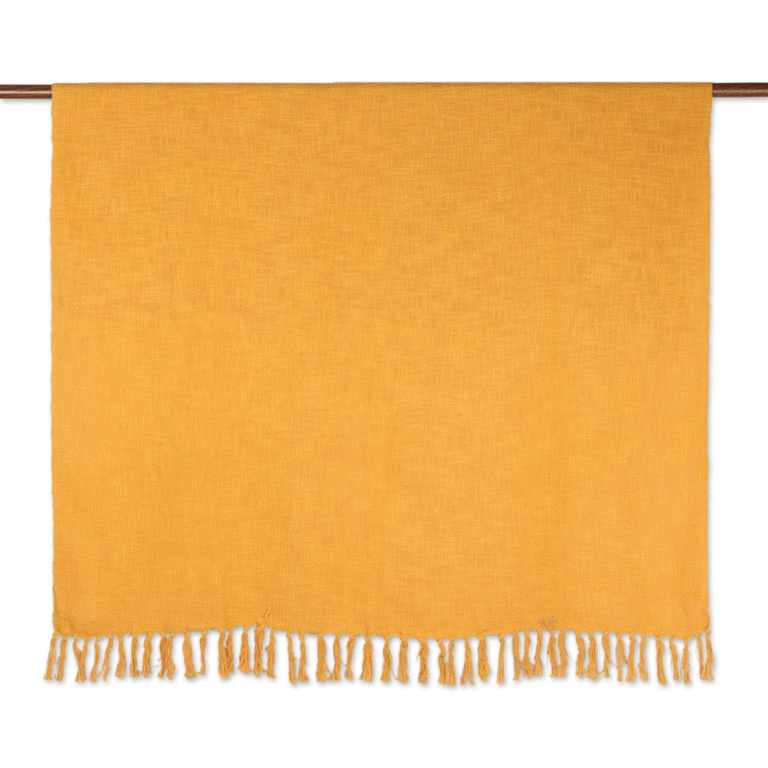 Woven Yellow Cotton Throw Blanket - Marigold Charm