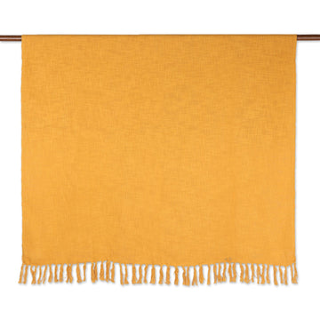 Woven Yellow Cotton Throw Blanket - Marigold Charm