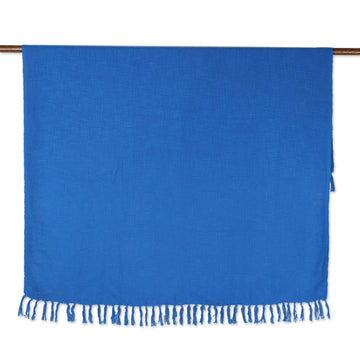 Slub Cotton Throw Blanket in Blue - Blue Charm