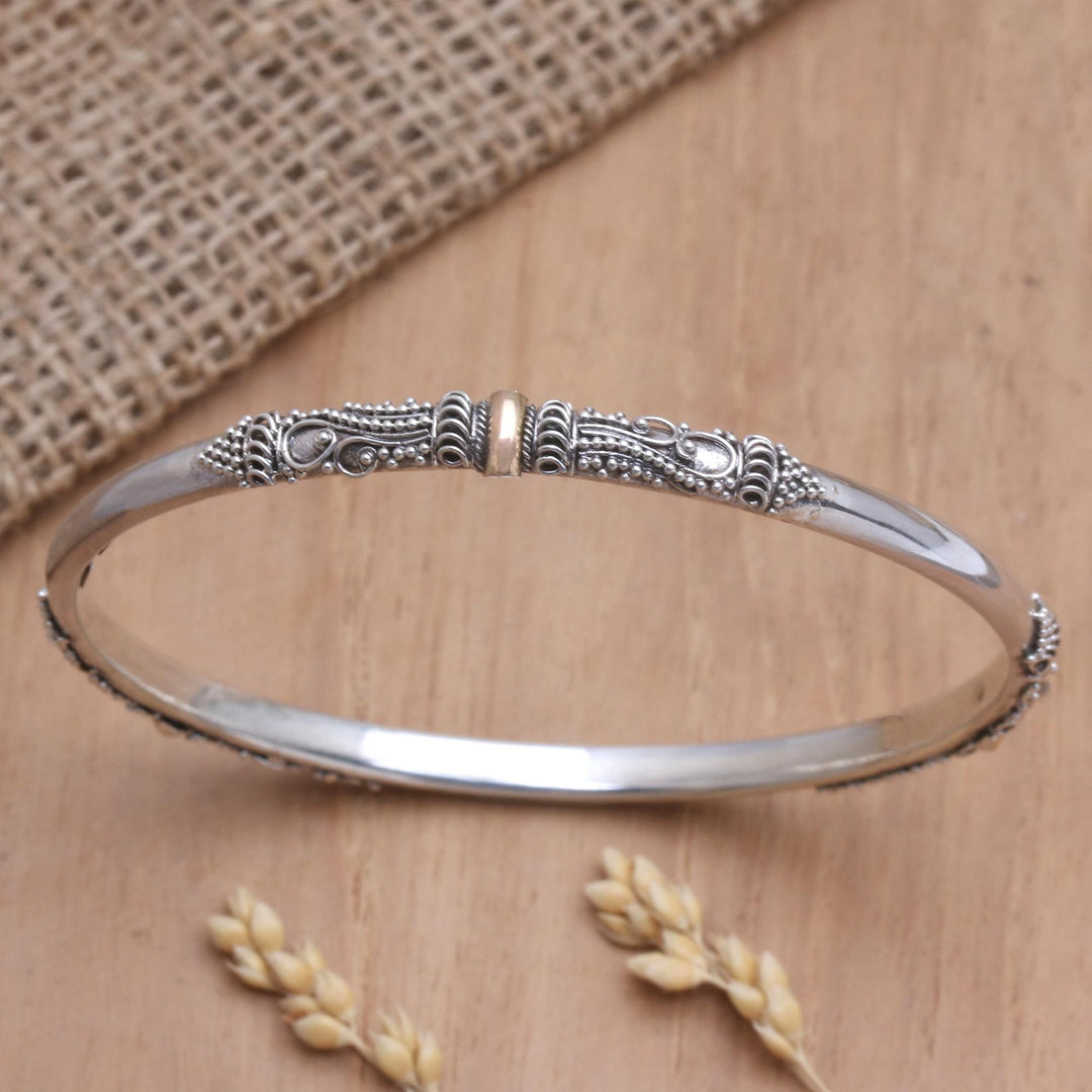 Gold-Accented Sterling Silver Bangle Bracelet - Mountain Pass