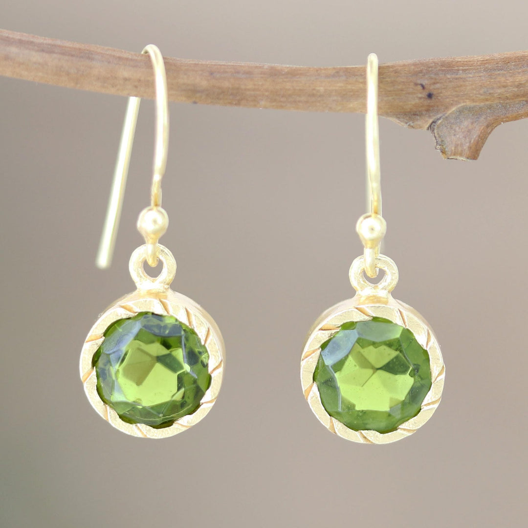 Natural Peridot Dangle Earrings - Spring's Arrival