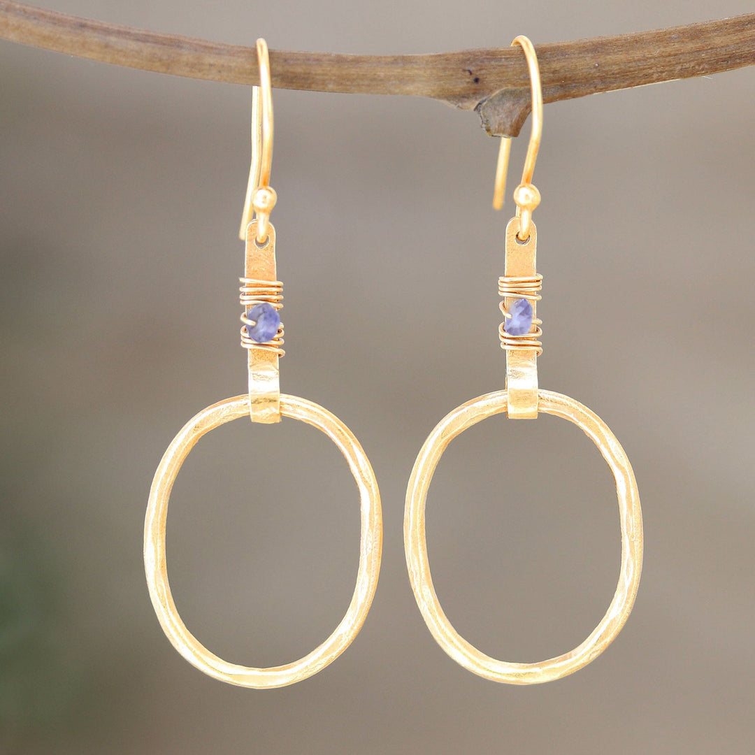 Handmade Gold-Plated Labradorite Dangle Earrings - Wrap Party