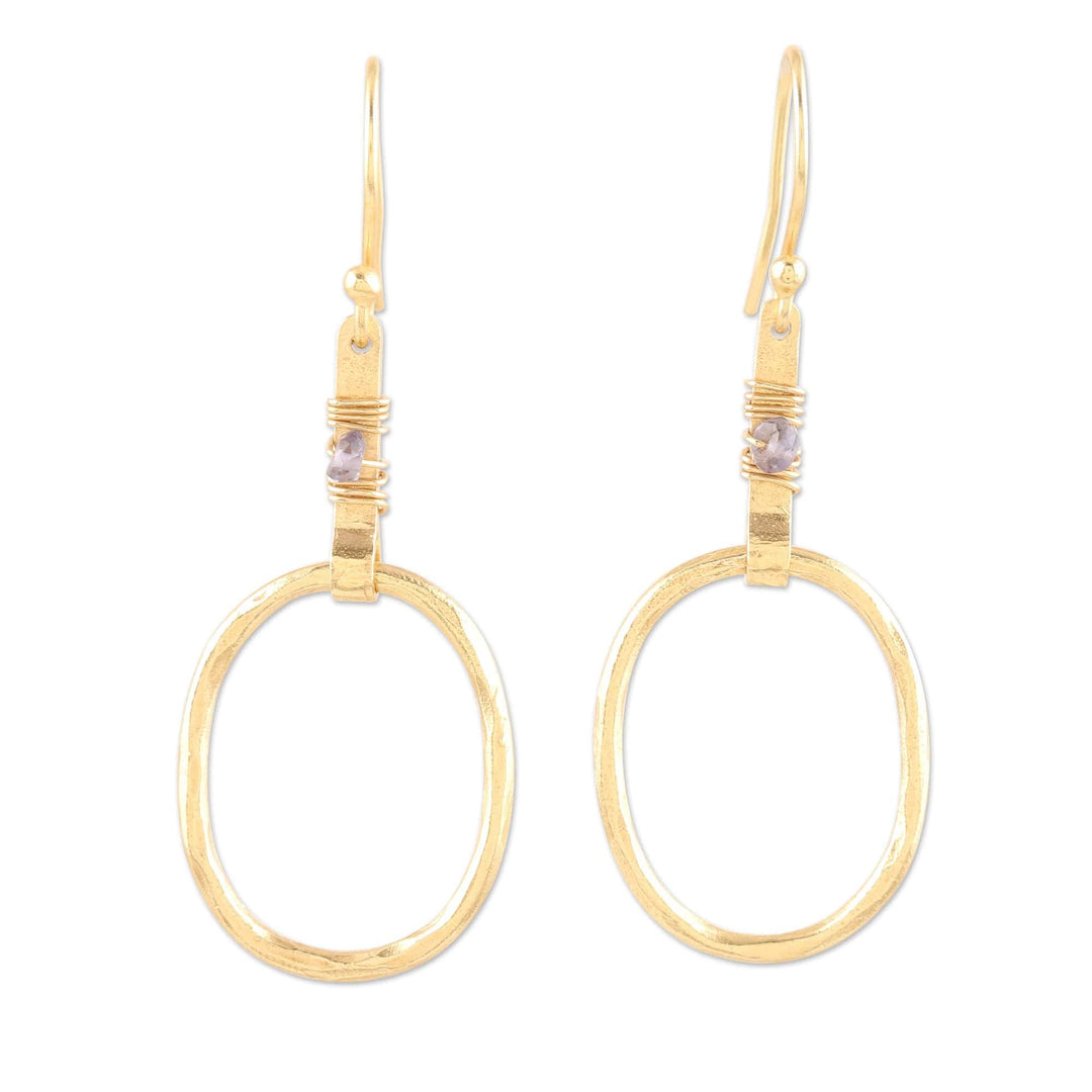 Handmade Gold-Plated Labradorite Dangle Earrings - Wrap Party