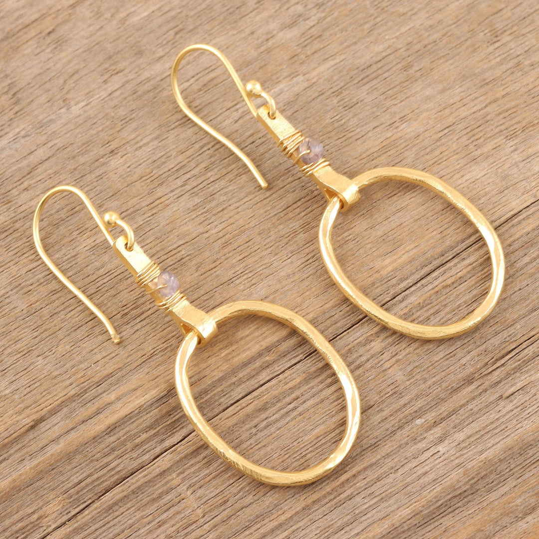 Handmade Gold-Plated Labradorite Dangle Earrings - Wrap Party