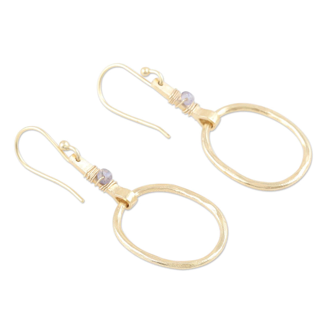 Handmade Gold-Plated Labradorite Dangle Earrings - Wrap Party