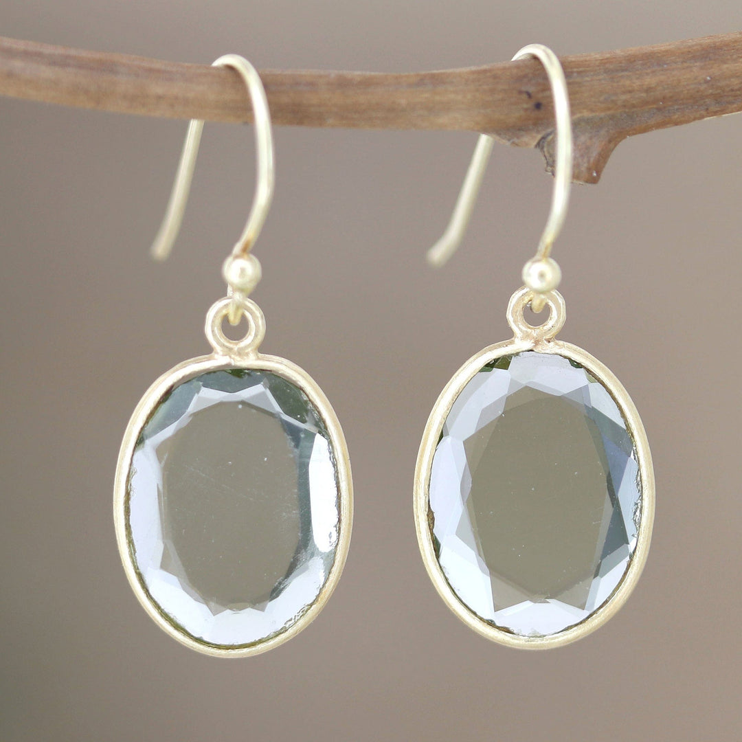 Gold-Plated Prasiolite Dangle Earrings - Great Unknown