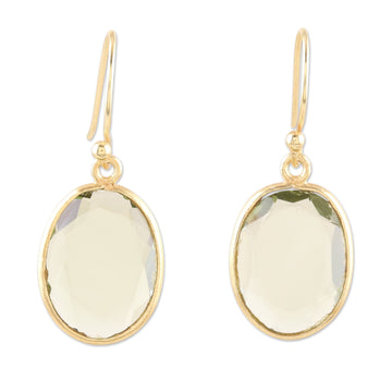 Gold-Plated Prasiolite Dangle Earrings - Great Unknown