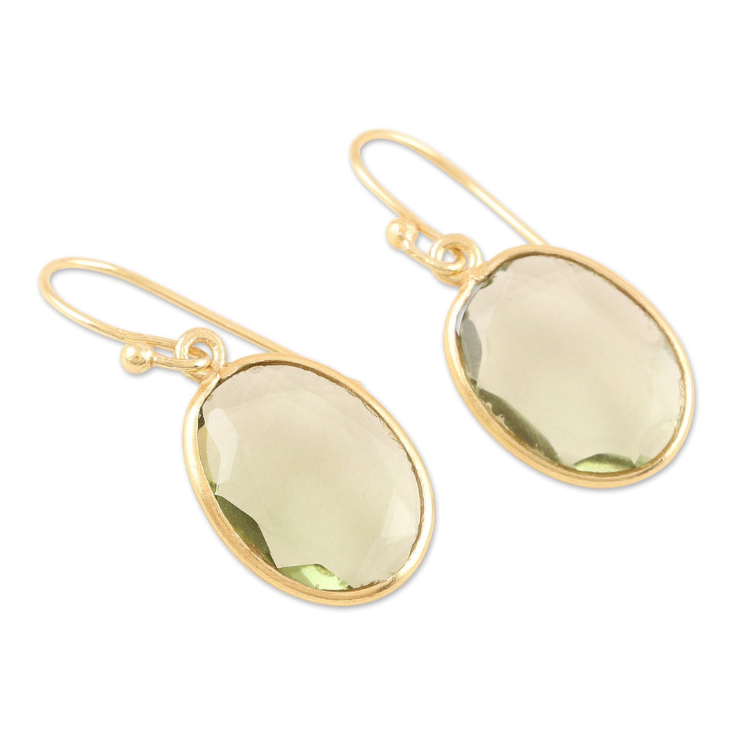 Gold-Plated Prasiolite Dangle Earrings - Great Unknown